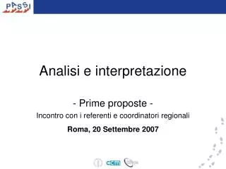 analisi e interpretazione