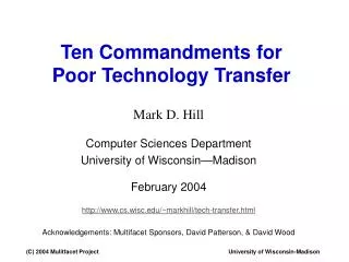 Ten Commandments for Poor Technology Transfer