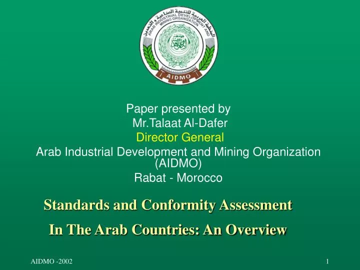 standards and conformity assessment in the arab countries an overview