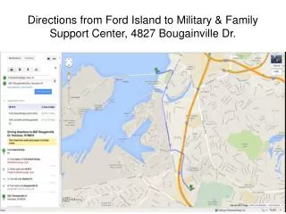 Directions from Ford Island to Military &amp; Family Support Center, 4827 Bougainville Dr.