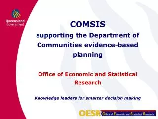 COMSIS supporting the Department of Communities evidence-based planning
