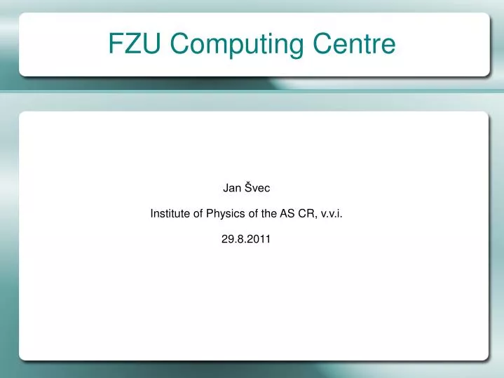 fzu computing centre