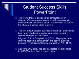 Student Success Skills PowerPoint