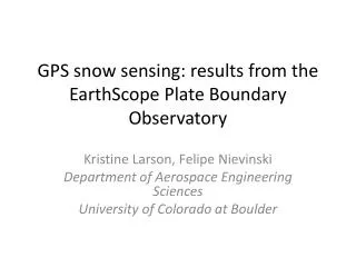 GPS snow sensing: results from the EarthScope Plate Boundary Observatory