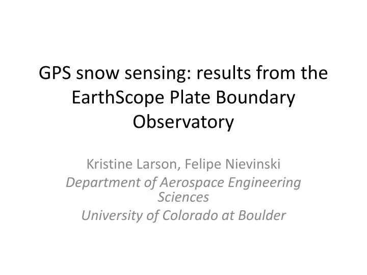 gps snow sensing results from the earthscope plate boundary observatory
