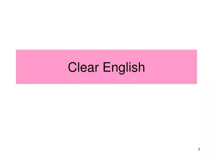 clear english