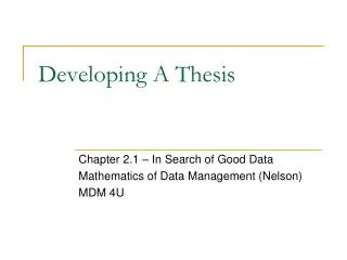 Developing A Thesis