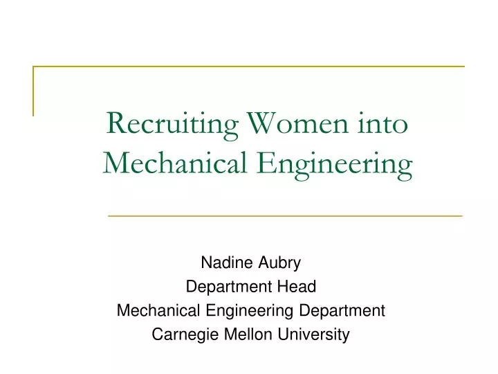 recruiting women into mechanical engineering