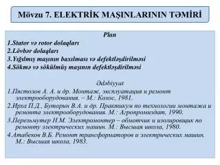 m vzu 7 elektr k ma inlarinin t m r