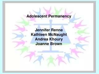 Adolescent Permanency Jennifer Renne Kathleen McNaught Andrea Khoury Joanne Brown