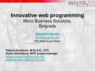 Innovative web programming Micro Business Solutions, Belgrade