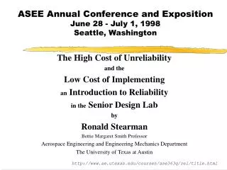 ASEE Annual Conference and Exposition June 28 - July 1, 1998 Seattle, Washington