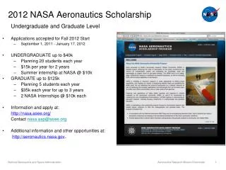 2012 NASA Aeronautics Scholarship