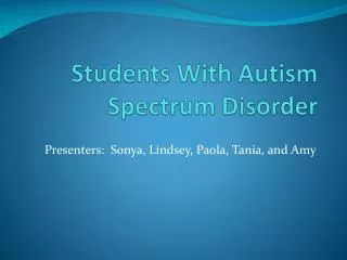 Students With Autism Spectrum Disorder