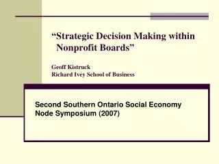 Second Southern Ontario Social Economy Node Symposium (2007)