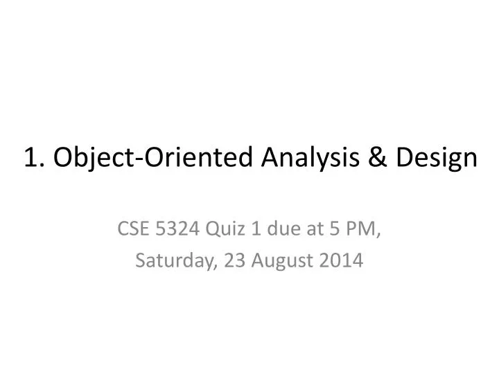 1 object oriented analysis design