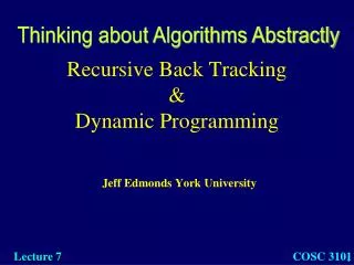 Recursive Back Tracking &amp; Dynamic Programming