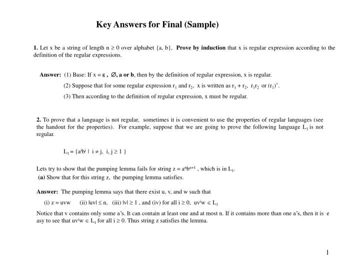 key answers for final sample