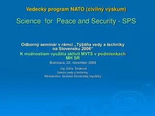 vedeck program nato civiln v skum science for peace and security sps