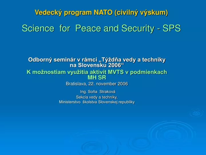 vedeck program nato civiln v skum science for peace and security sps