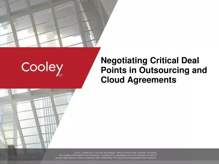 negotiating critical deal points in outsourcing and cloud agreements