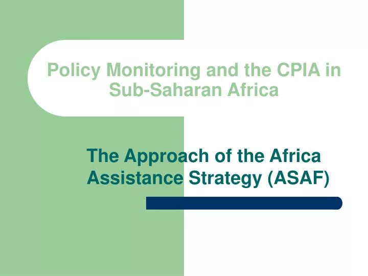 policy monitoring and the cpia in sub saharan africa