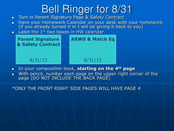 bell ringer for 8 31