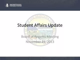 Student Affairs Update