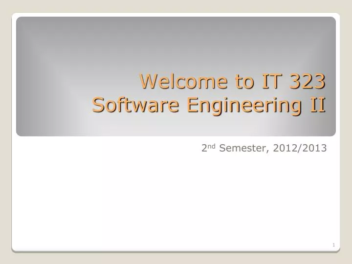 welcome to it 323 software engineering ii