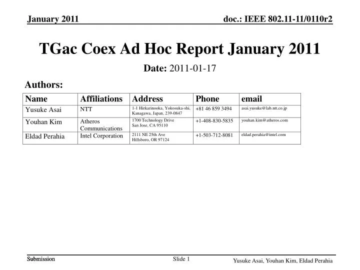 tgac coex ad hoc report january 2011