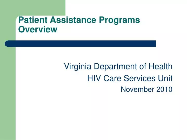 patient assistance programs overview