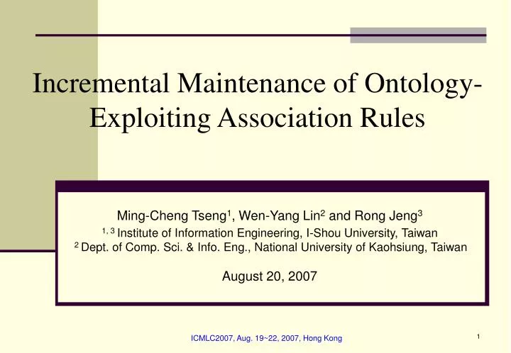 incremental maintenance of ontology exploiting association rules