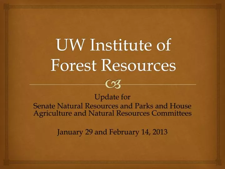 uw institute of forest resources