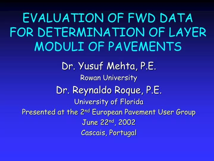 evaluation of fwd data for determination of layer moduli of pavements
