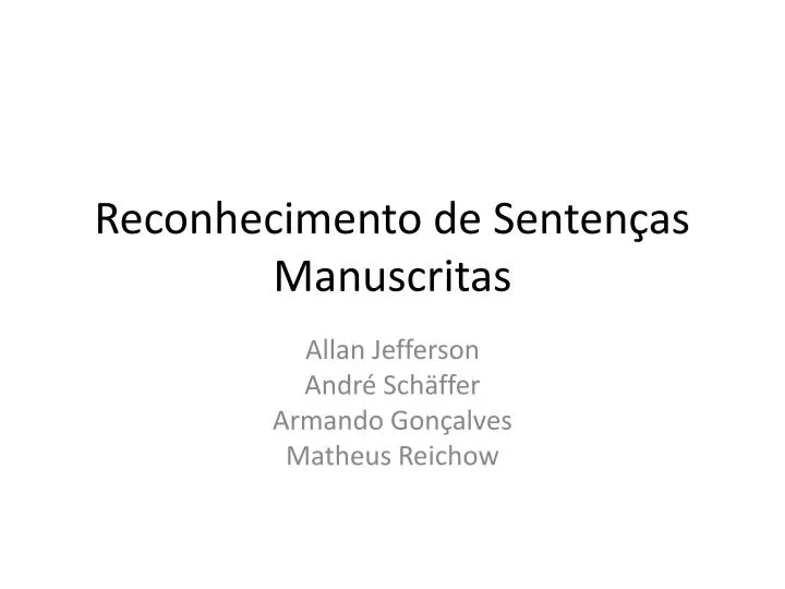 reconhecimento de senten as manuscritas