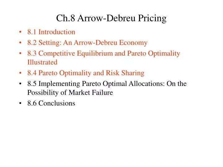ch 8 arrow debreu pricing