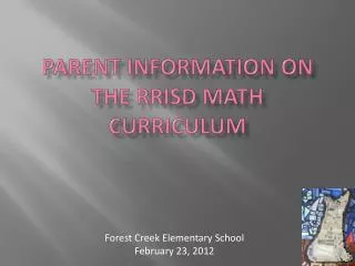 Parent Information on the RRISd Math Curriculum