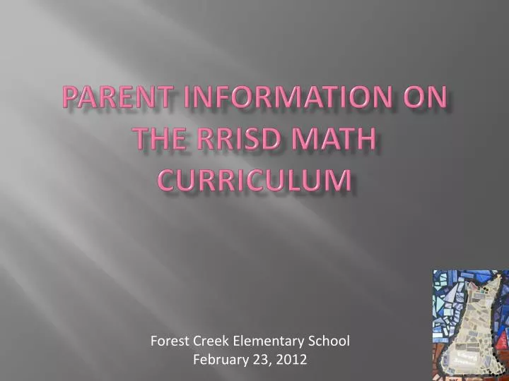 parent information on the rrisd math curriculum