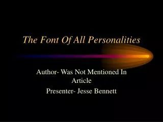 The Font Of All Personalities