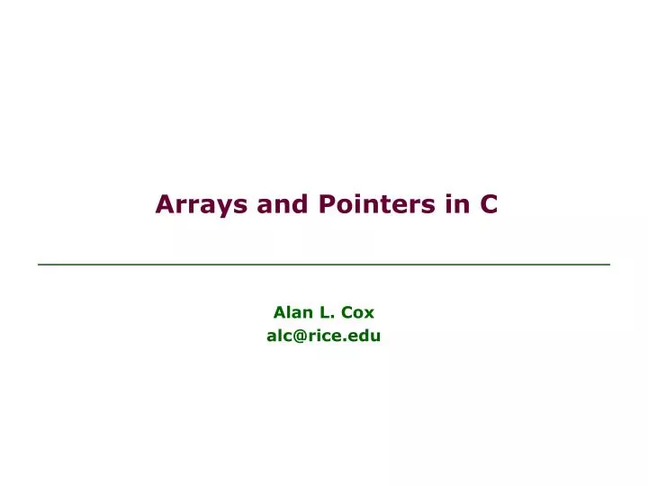 arrays and pointers in c