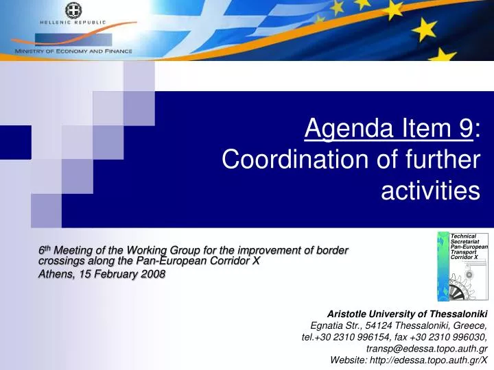 agenda item 9 coordination of further activities