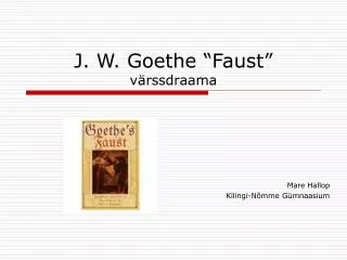 j w goethe faust v rssdraama