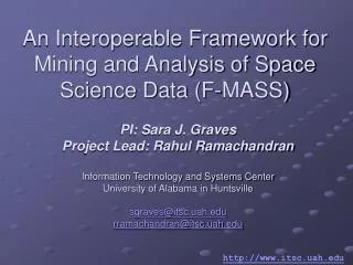 An Interoperable Framework for Mining and Analysis of Space Science Data (F-MASS)