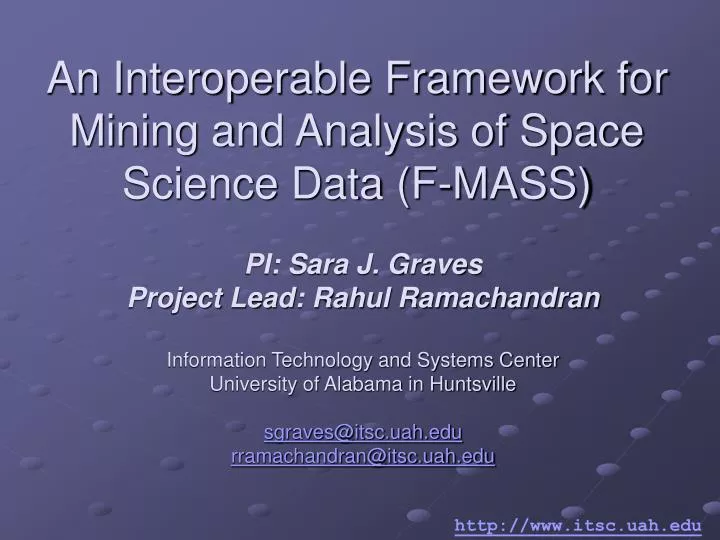 an interoperable framework for mining and analysis of space science data f mass
