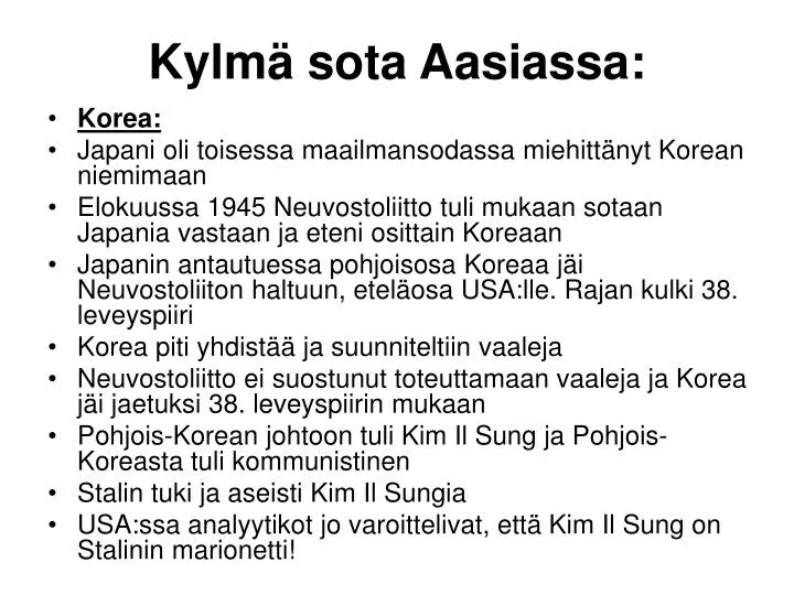 kylm sota aasiassa