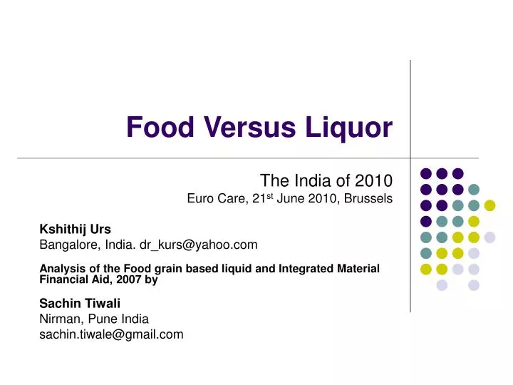 food versus liquor