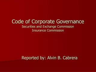 Code of Corporate Governance Securities and Exchange Commission Insurance Commission