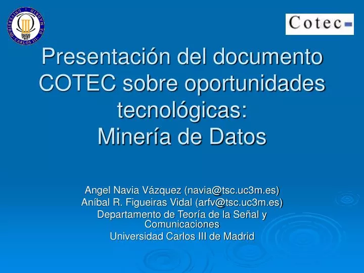 presentaci n del documento cotec sobre oportunidades tecnol gicas miner a de datos