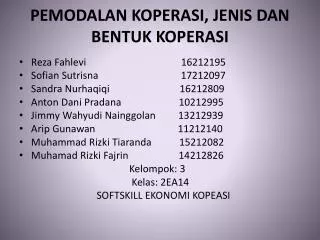 pemodalan koperasi jenis dan bentuk koperasi