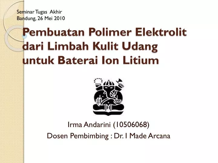 pembuatan polimer elektrolit dari limbah kulit udang untuk baterai ion litium